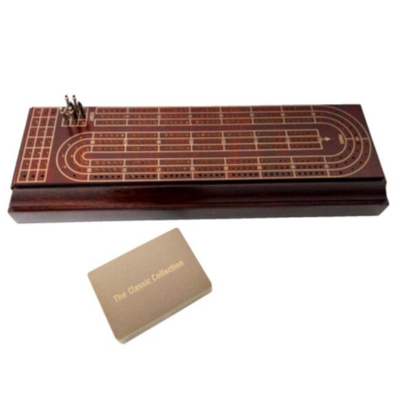 Cribbage: Deluxe The Classic Collection w/Wood Storage Cabinet - Picture 1 of 5